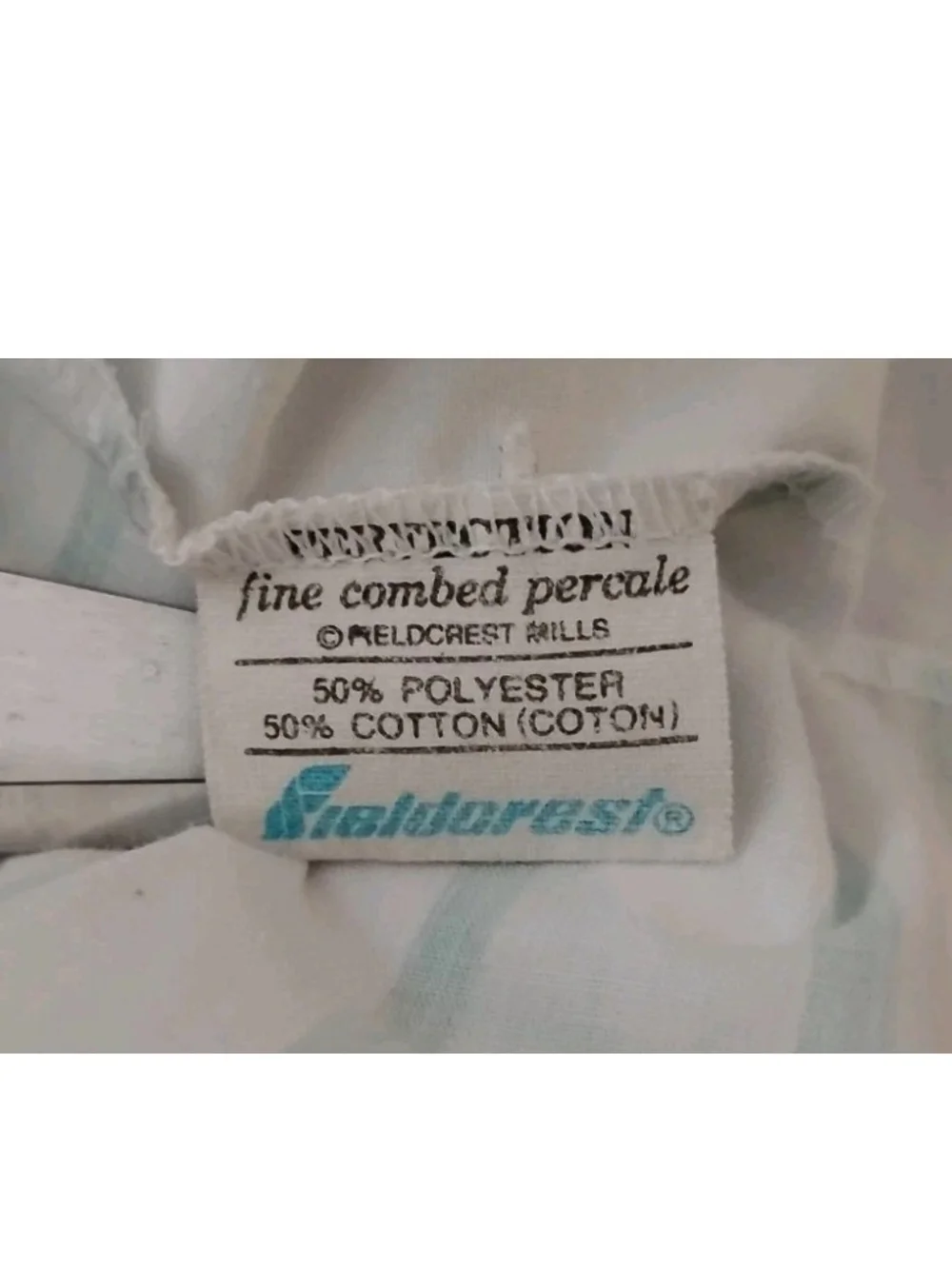 Fieldcrest Perfection Twin Sheet Set Fine Combed Percale Embroidered Striped VTG